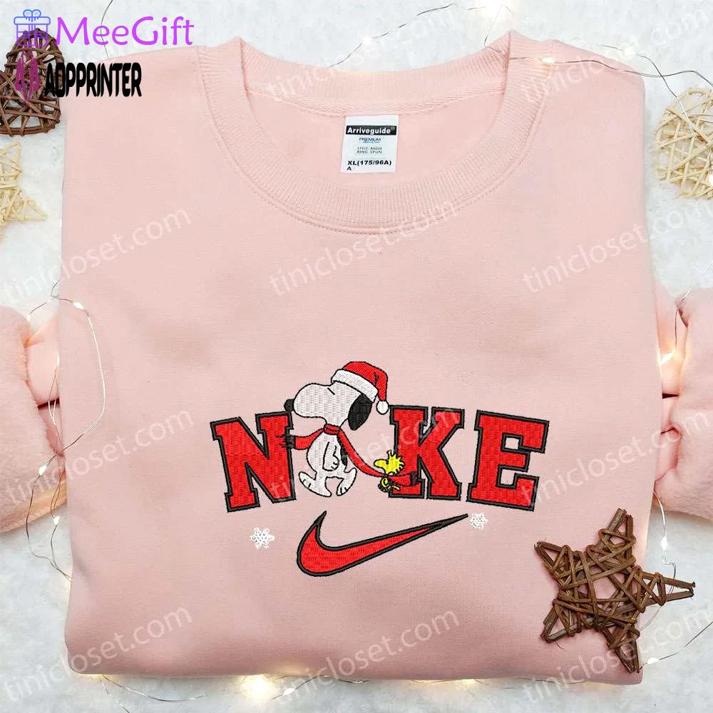 Nike x xmas snoopy cartoon embroidered shirt & hoodie: best christmas gift ideas – custom nike t-shirt Embroidered Shirt