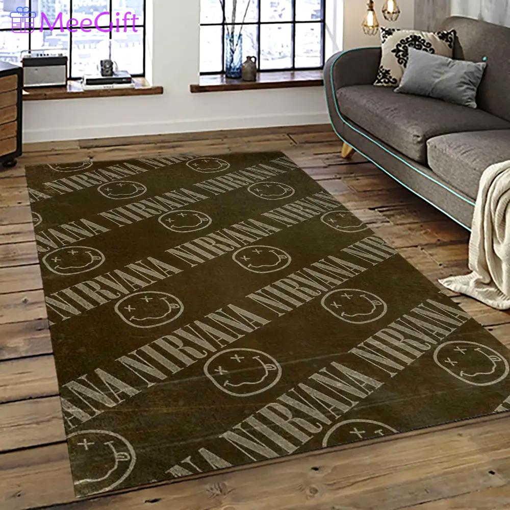 Nirvana rock band punk rock music retangle carpet area rug home decor best gift for fan and friends nv1 Rectangle Rug