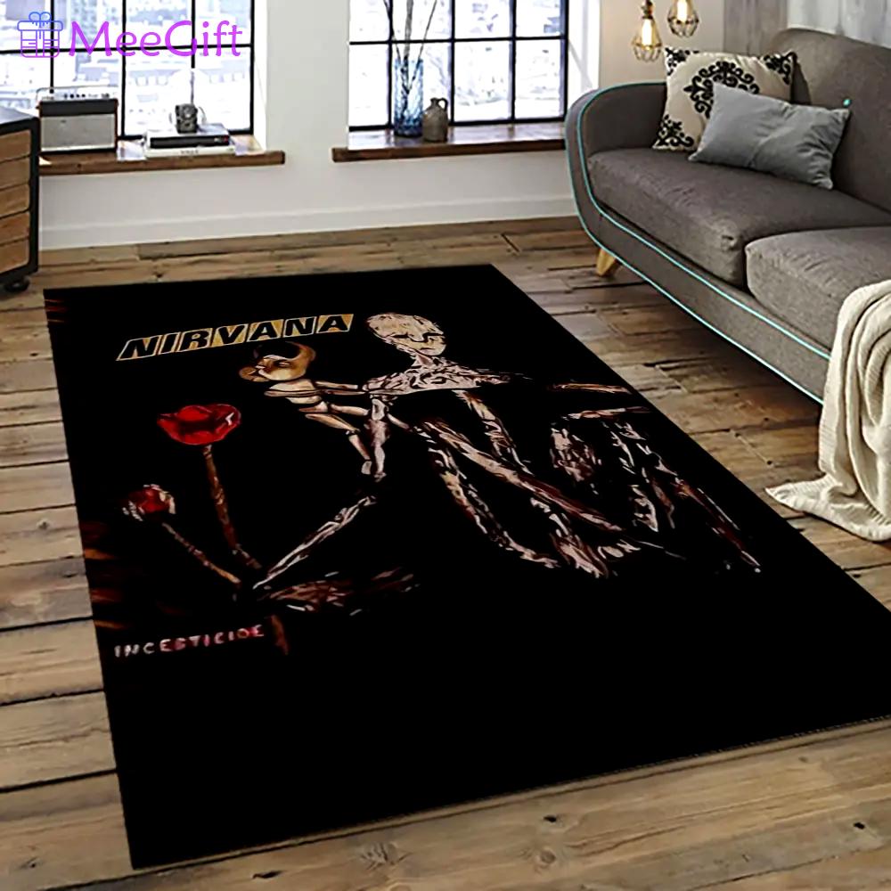 Nirvana rock band punk rock music retangle carpet area rug home decor best gift for fan and friends nv14 Rectangle Rug