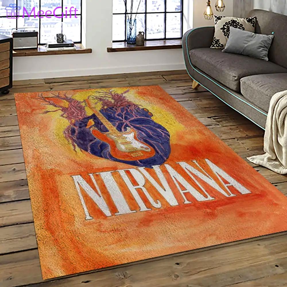 Nirvana rock band punk rock music retangle carpet area rug home decor best gift for fan and friends nv29 Rectangle Rug