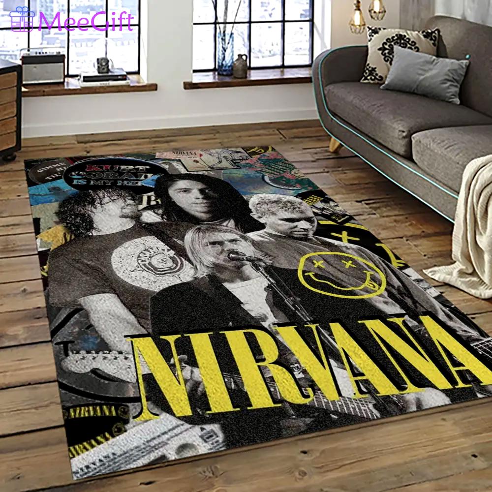 Nirvana rock band punk rock music retangle carpet area rug home decor best gift for fan and friends nv56 Rectangle Rug