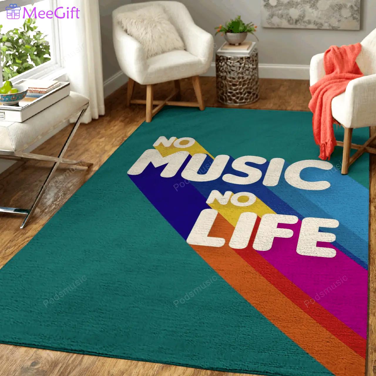 No music no life positive typography art for fans area rug living room carpet rug regtangle carpet floor decor home decor Rectangle Rug