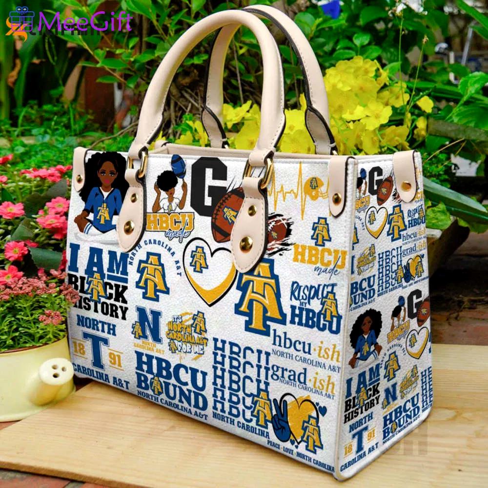 North carolina a&t aggies leather handbag gift for women 696 Women Leather Hand Bag