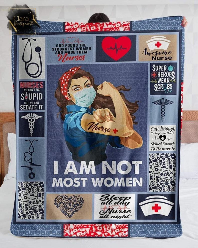 Nurse super heroes theme fleece blanket, mink sherpa blanket, nurse quilt, super heroes quilt, strong nurse quilt, nurse life blanket Quilt Blanket