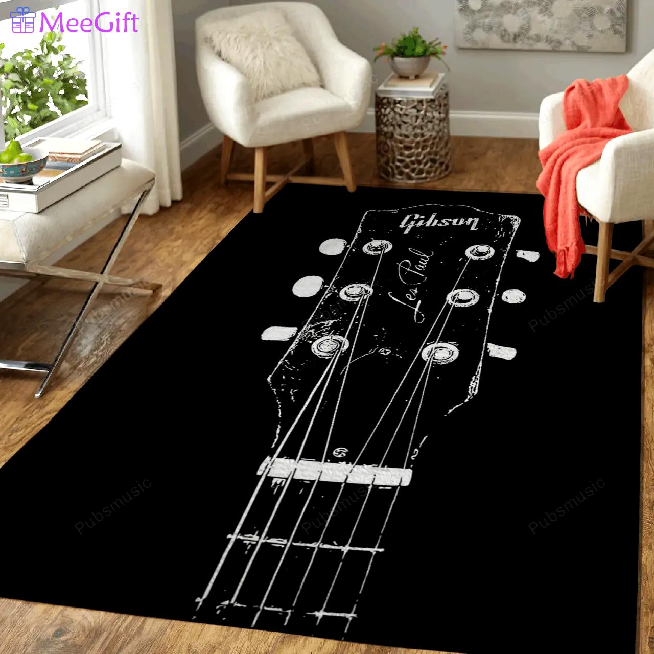 Old gibson 1 guitars music art for fans area rug living room carpet rug regtangle carpet floor decor home decor Rectangle Rug