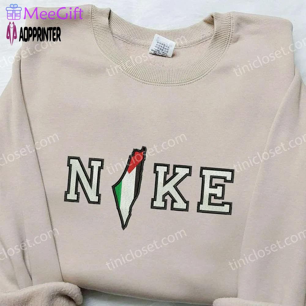 Palestine flag x nike embroidered sweatshirt – best nike inspired birthday gift for family Embroidered Shirt