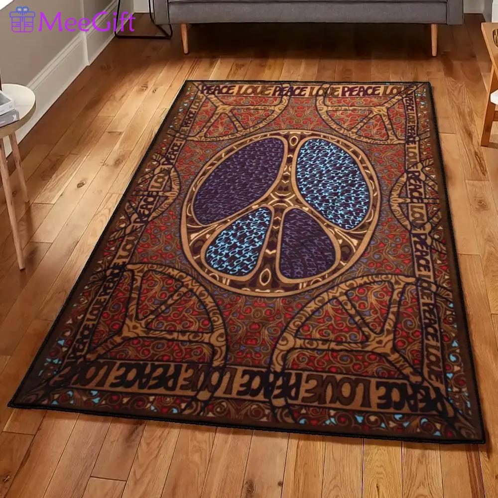 Peace dining room rug, peace love rug Rectangle Rug