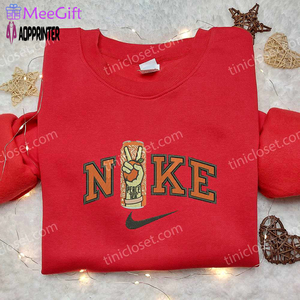 Peace tea x nike embroidered sweatshirt – refreshingly unique nike inspired shirt Embroidered Shirt