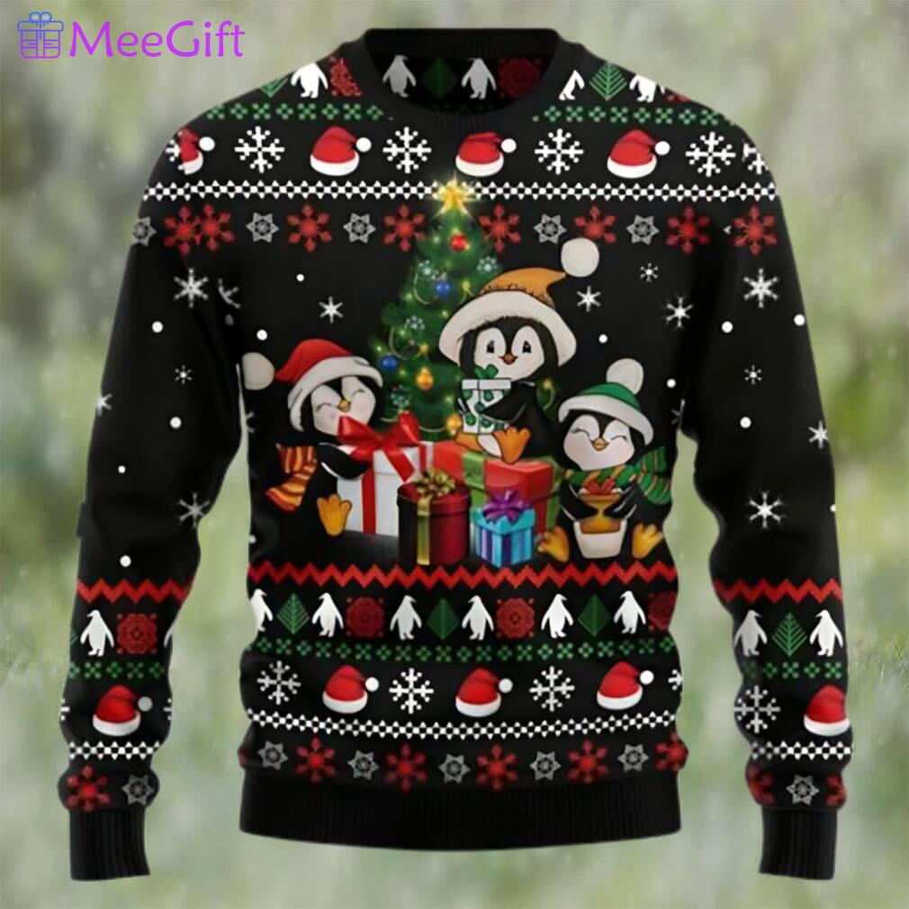 Penguin christmas tree and gift ugly christmas sweater Christmas Ugly Sweater