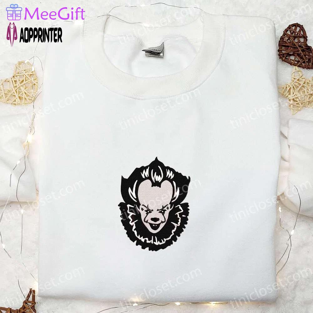 Pennywise embroidered hoodie: clown face horror movie sweatshirt for halloween lovers Embroidered Shirt