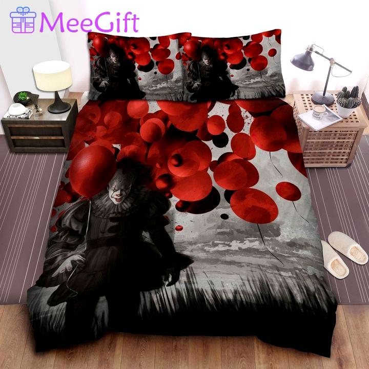 Pennywise from it- flying high balloons full  Bedding Sets Bedroom ideas bedspread duvet blankets sheets bed linen home decor covers bedclothes