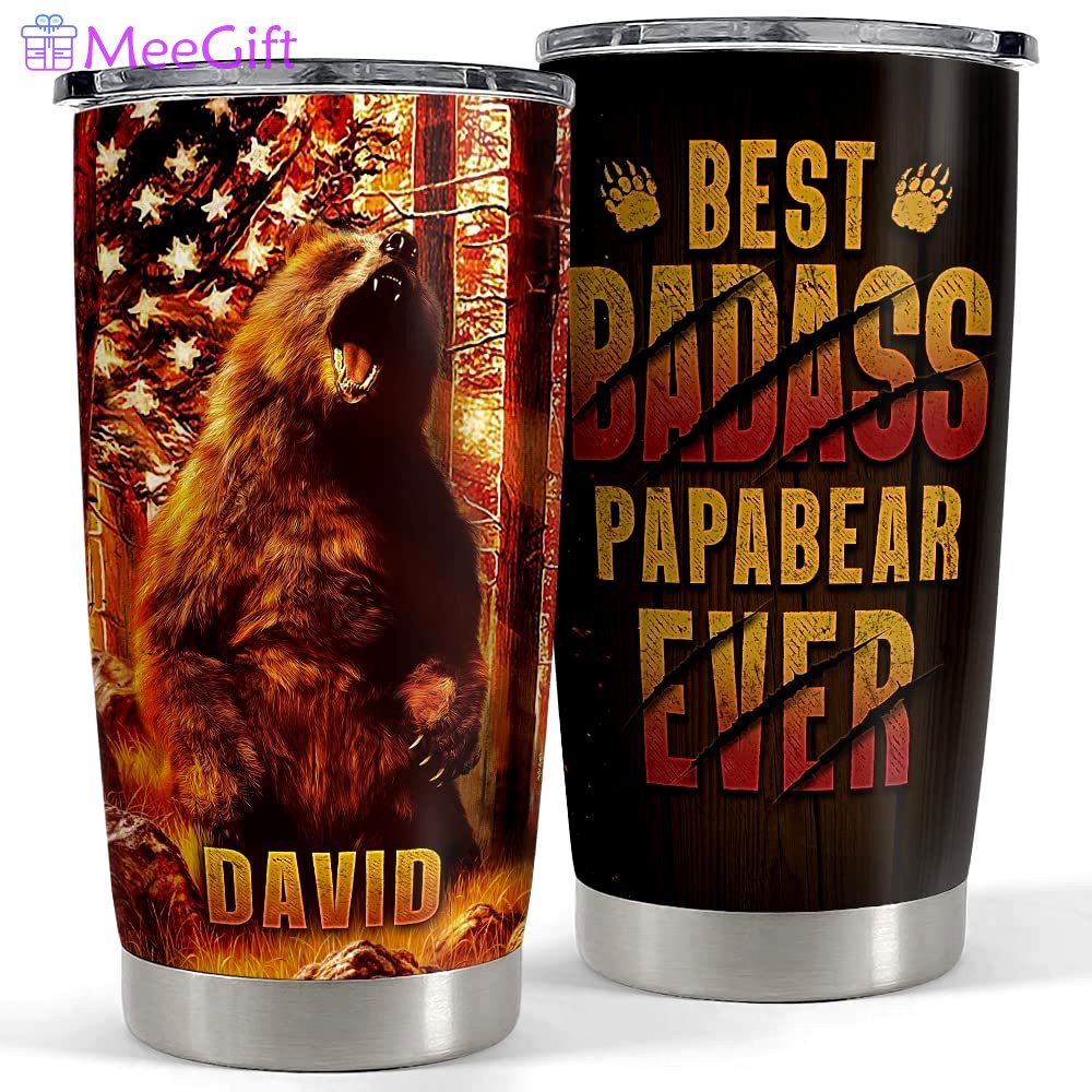 Personalized best papa bear ever tumbler father’s day best gift Personalized Tumbler
