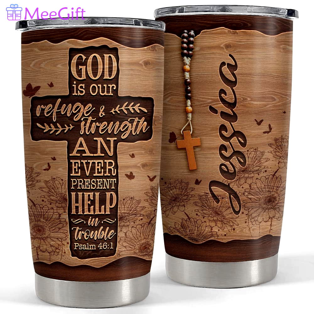 Personalized bible tumbler god cross wood style for women girl Personalized Tumbler