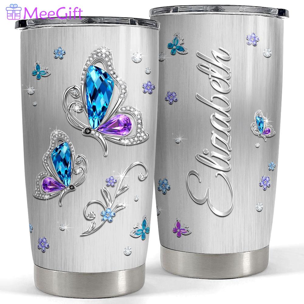 Personalized butterfly tumbler jewelry drawing style Personalized Tumbler