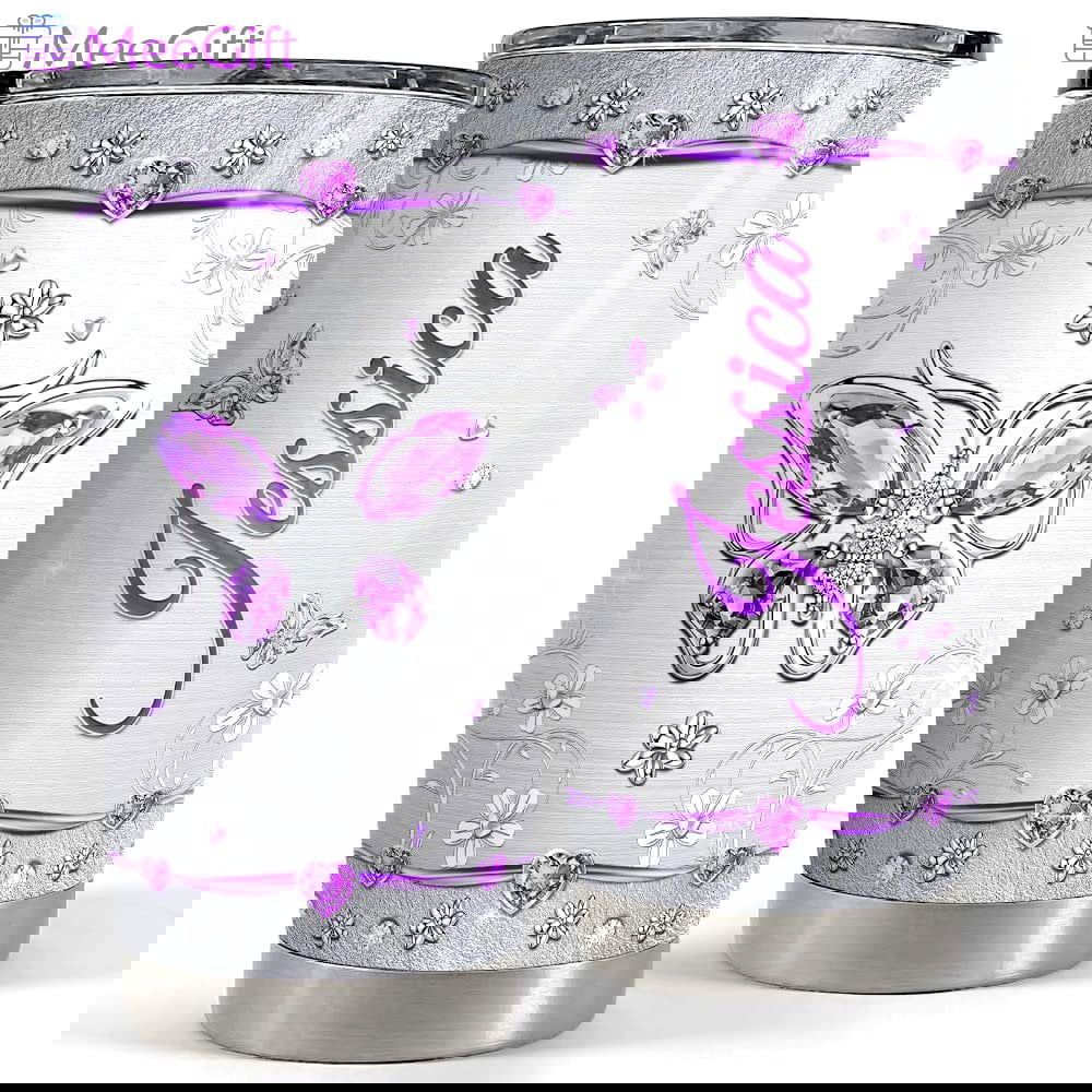Personalized butterfly tumbler purple color jewelry drawing style Personalized Tumbler