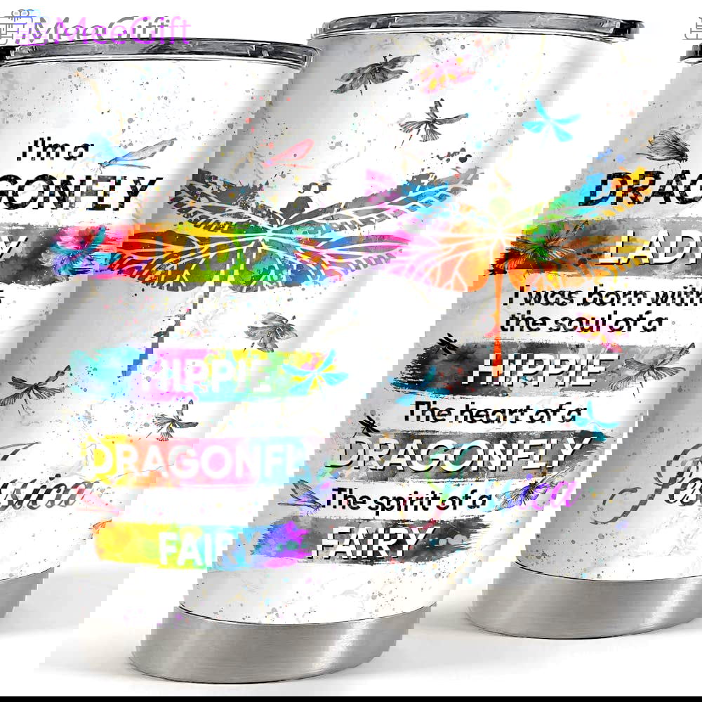 Personalized dragonfly tumbler dragonfly hippie lady for animal lover Personalized Tumbler