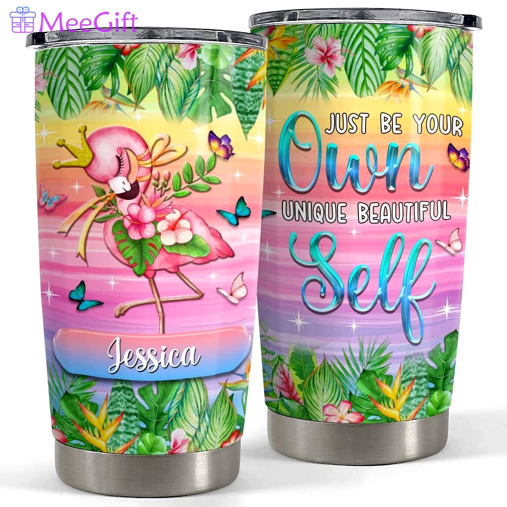 Personalized flamingo tumbler beach tropical style for animal lover Personalized Tumbler