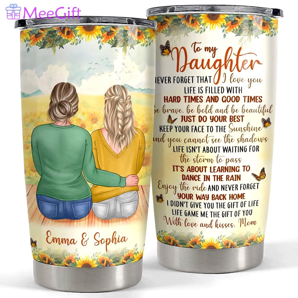 Personalized mother daughter tumbler sunflower for woman mama girl Personalized Tumbler
