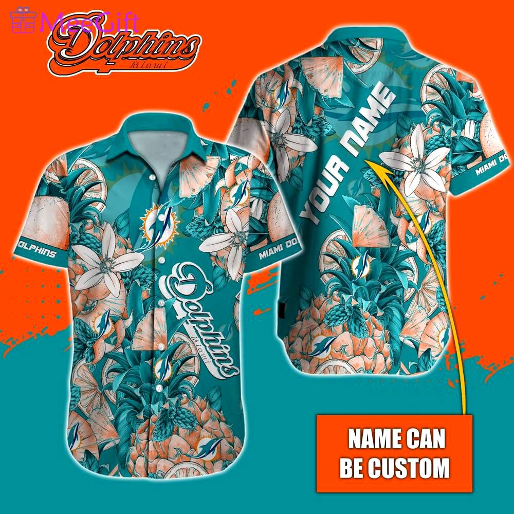 Personalized nfl miami dolphins special tropical fruit hawaiian button shirt Hawaii Shirt Shorts & Flip Flops