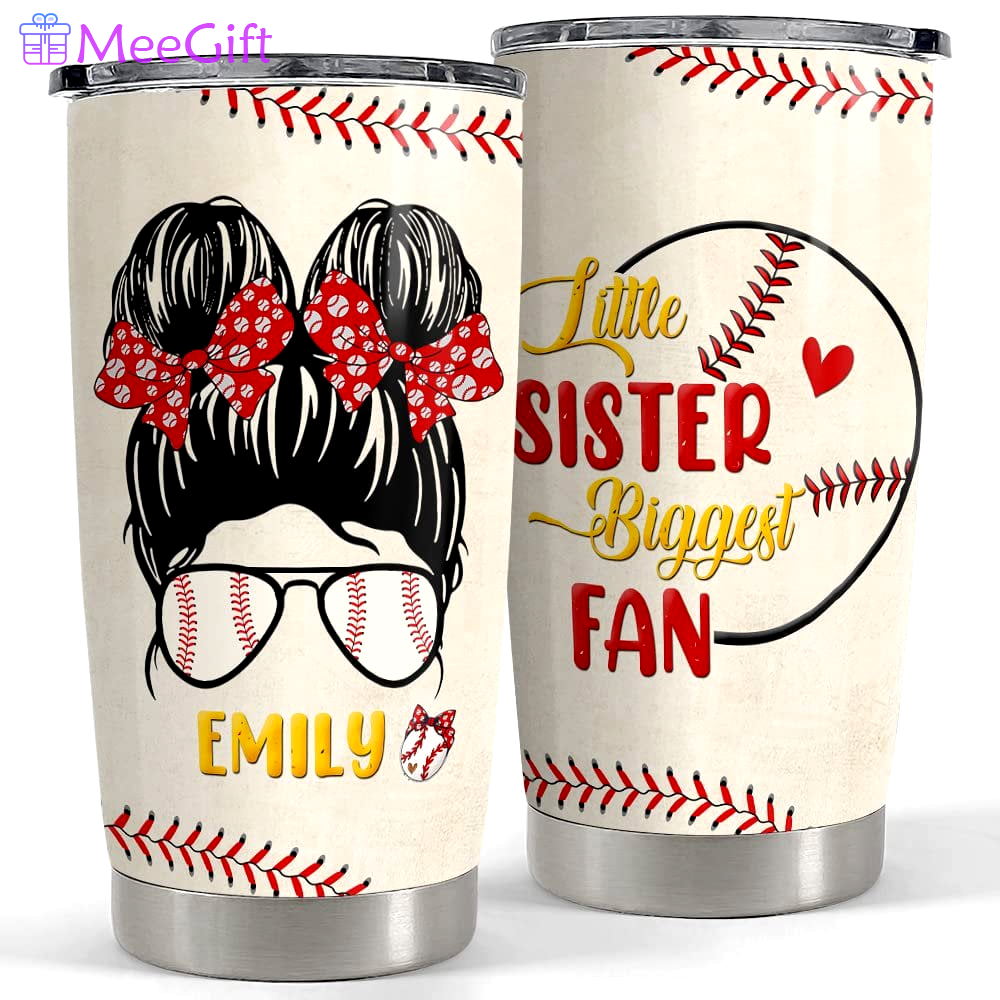 Personalized sister tumbler baseball tumbler bun hair girl for best friend Personalized Tumbler