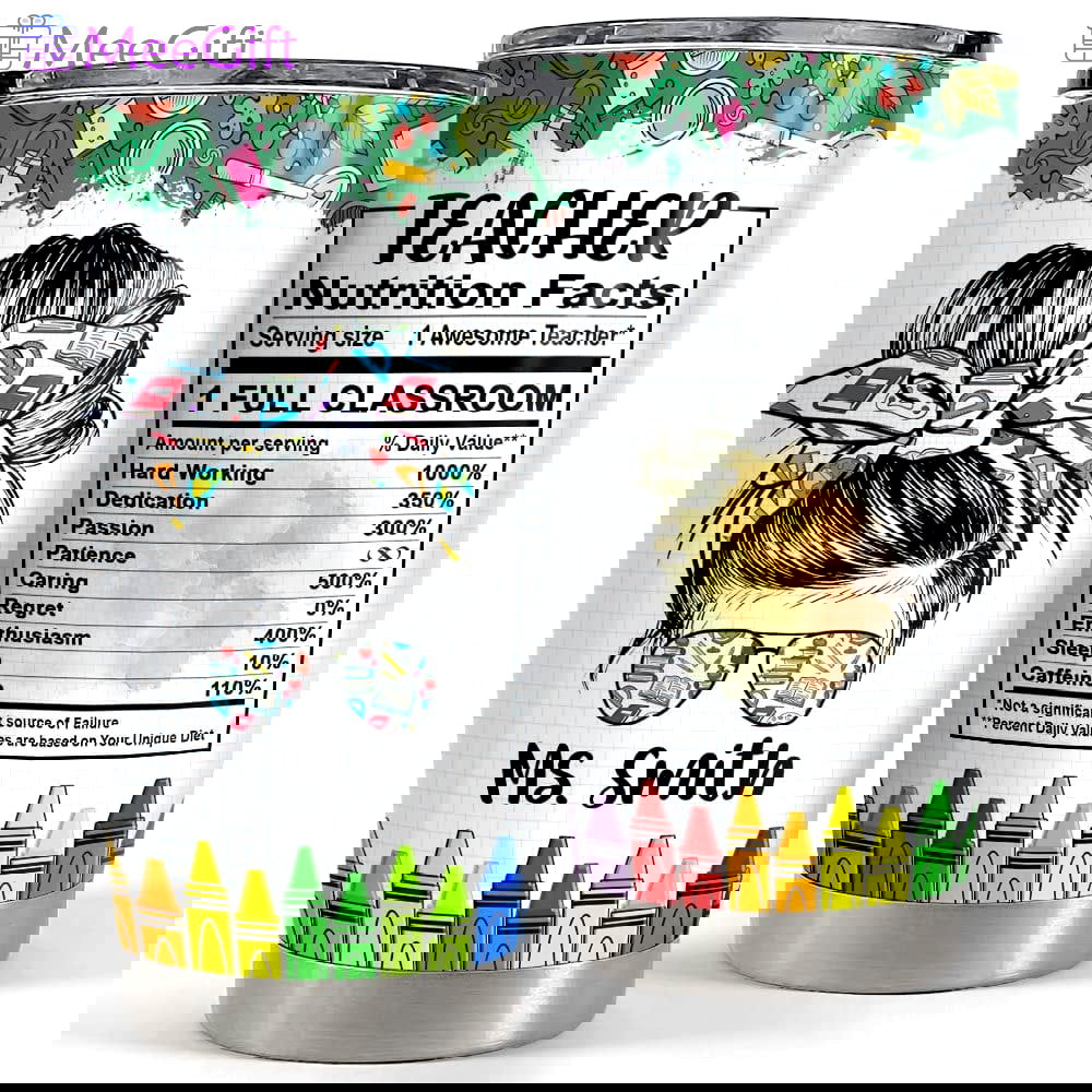 Personalized teacher tumbler appreciation nutrition fact for teacher Personalized Tumbler