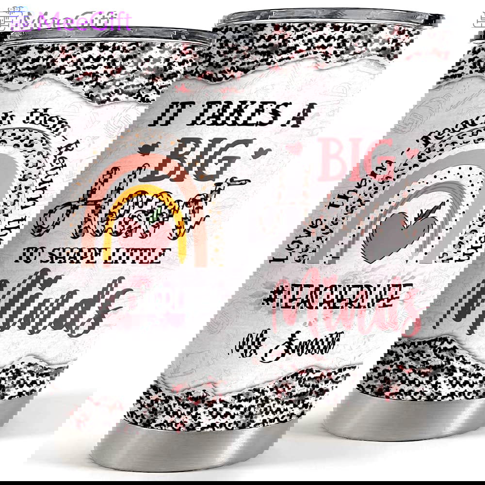 Personalized teacher tumbler teachers life leopard rainbow for teacher Personalized Tumbler