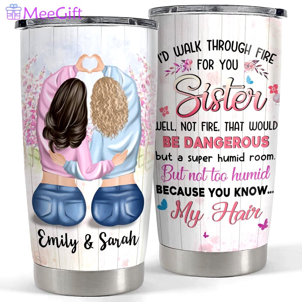 Personalized tumbler for sister friend funny gift custom 2 peoples Personalized Tumbler