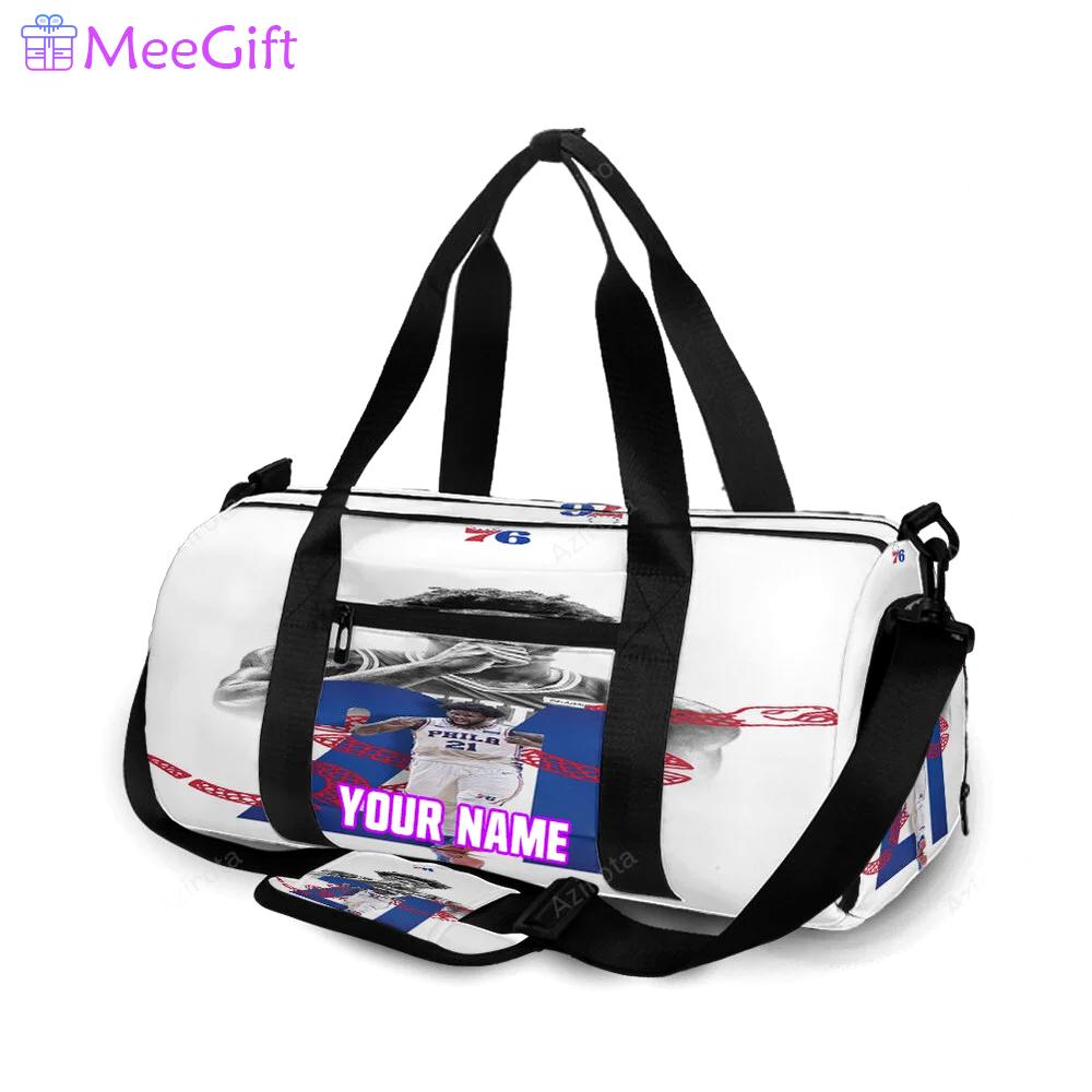 Philadelphia 76ers joel embiid personalized name travel bag gym bag 2179 Travel Bag