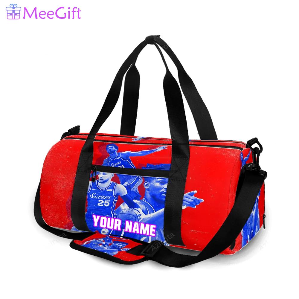 Philadelphia 76ers players blue red personalized name travel bag gym bag 2231 Travel Bag