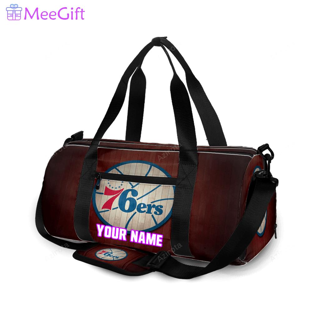 Philadelphia 76ers red wood personalized name travel bag gym bag 2277 Travel Bag