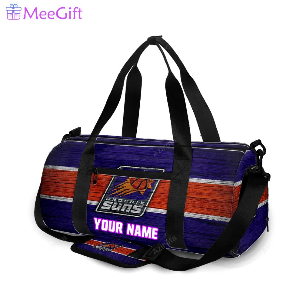 Phoenix suns emblem wooden texture personalized name travel bag gym bag 2372 Travel Bag