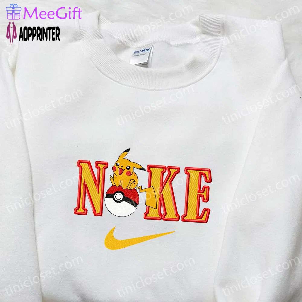 Pikachu x nike anime embroidered tshirt – pokemon & nike inspired shirt Embroidered Shirt