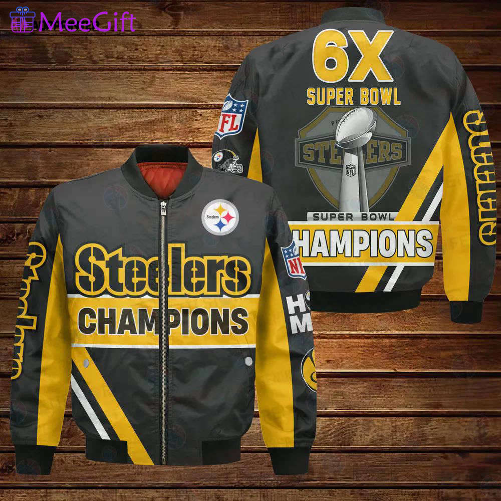 Pittsburgh steelers 6x super bowl champions design bomber jacket Bomber Jacket