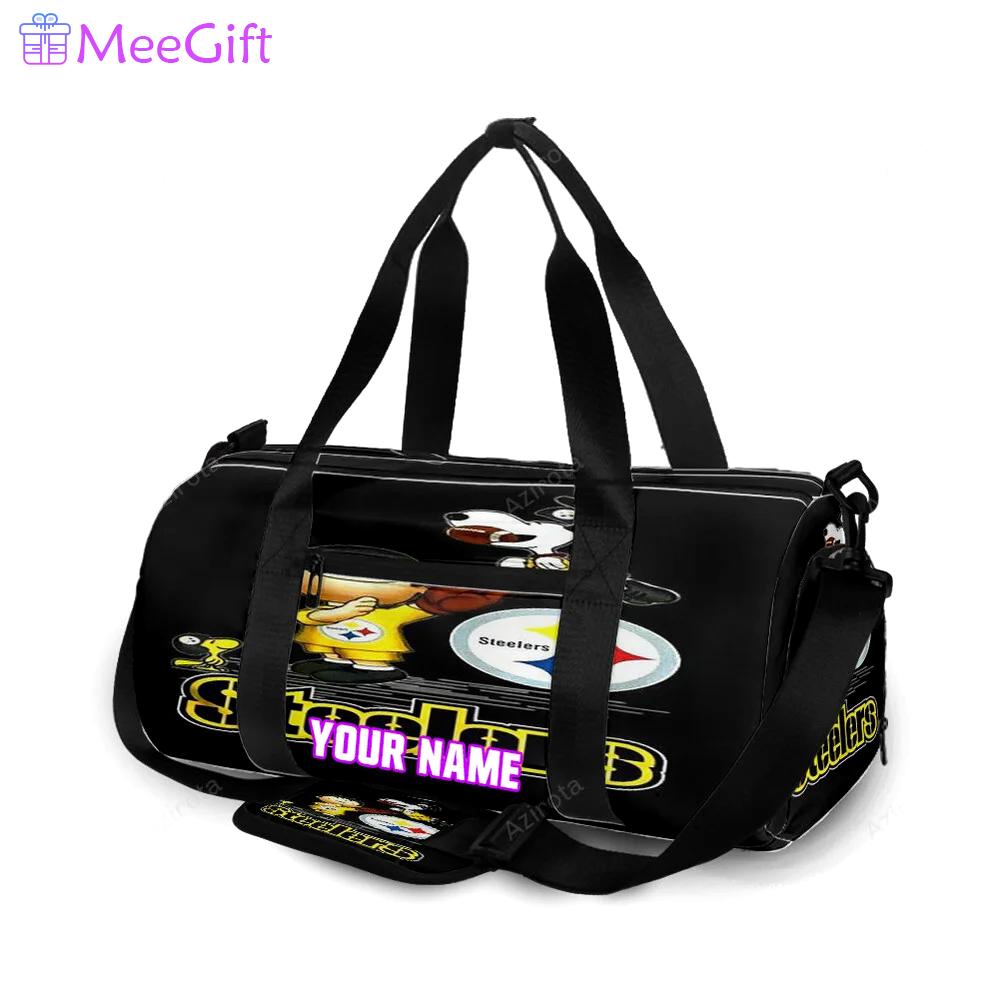 Pittsburgh steelers snoopy and charlie brown personalized name travel bag gym bag 1818 Travel Bag