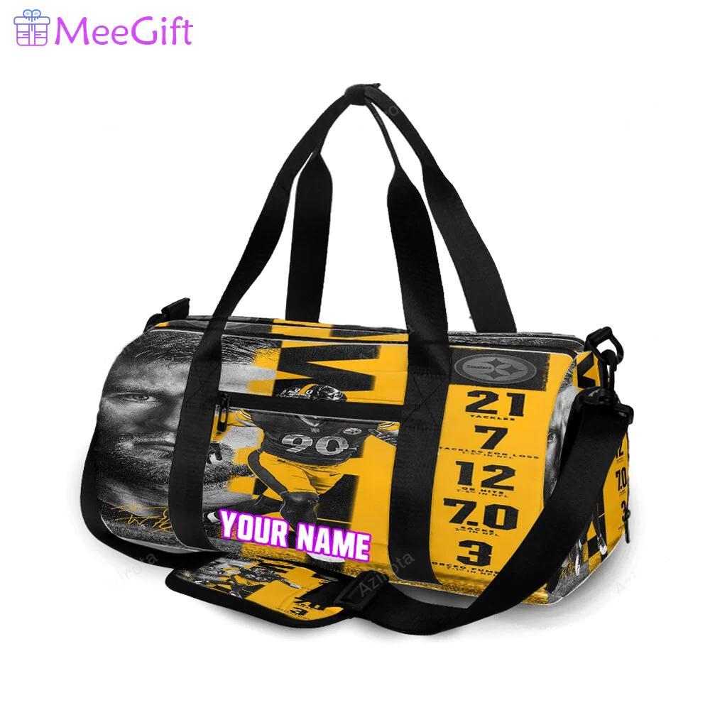 Pittsburgh steelers t j watt no90 personalized name travel bag gym bag 1726 Travel Bag