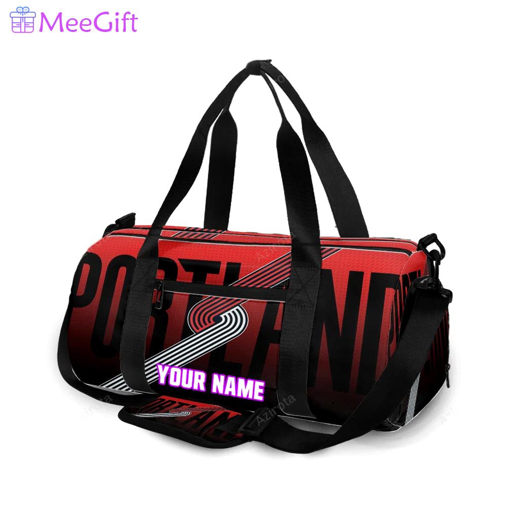 Portland trail blazers red gray black personalized name travel bag gym bag 2302 Travel Bag