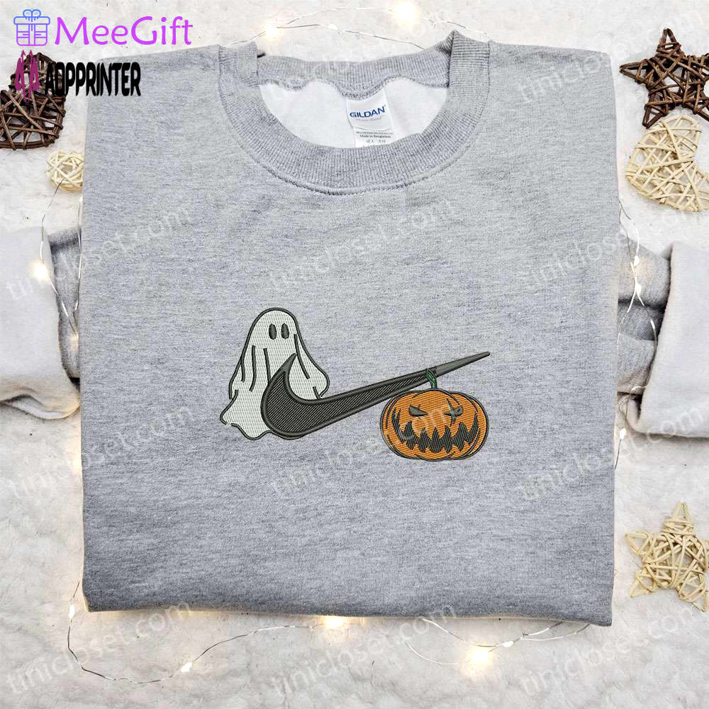 Pumpkin ghost halloween x nike embroidered sweatshirt – best halloween gift ideas for a spooky style Embroidered Shirt