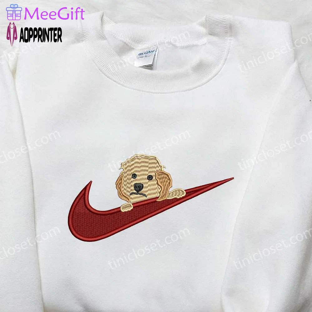 Puppy golden dog x nike embroidered shirt: animal & custom nike tee Embroidered Shirt