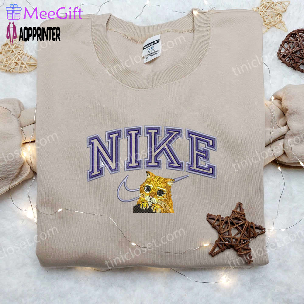 Puss in boots x nike embroidered shirt – customized iconic collaboration Embroidered Shirt