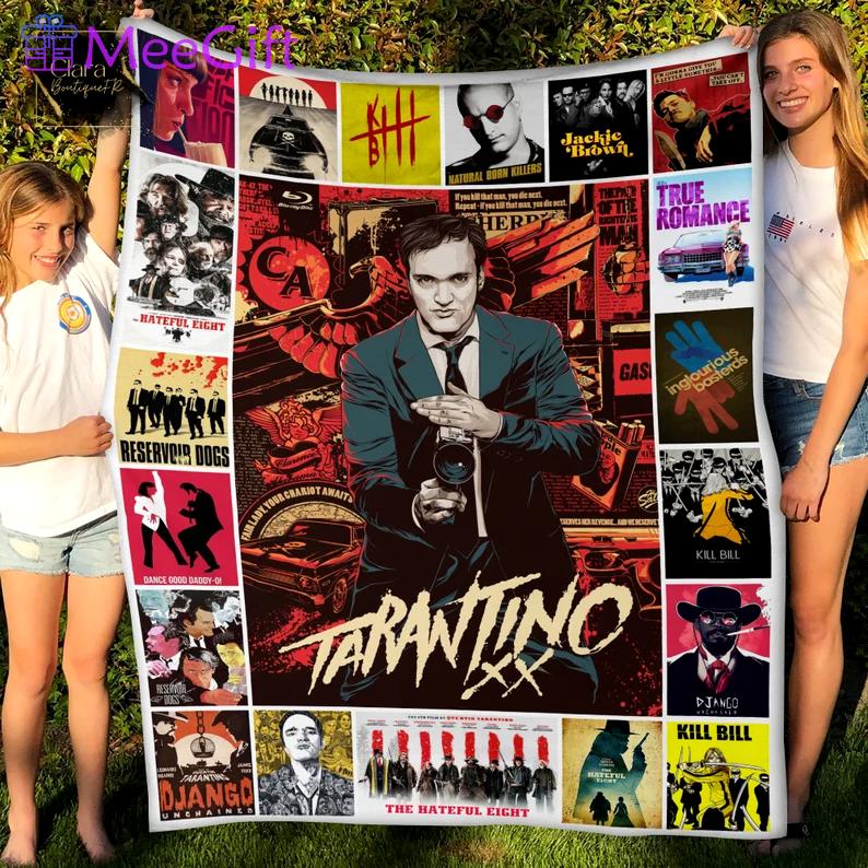 Quentin tarantino inspired fleece blanket, mink sherpa blanket, film director blanket, tarantino blanket, quentin tarantino quilt Quilt Blanket
