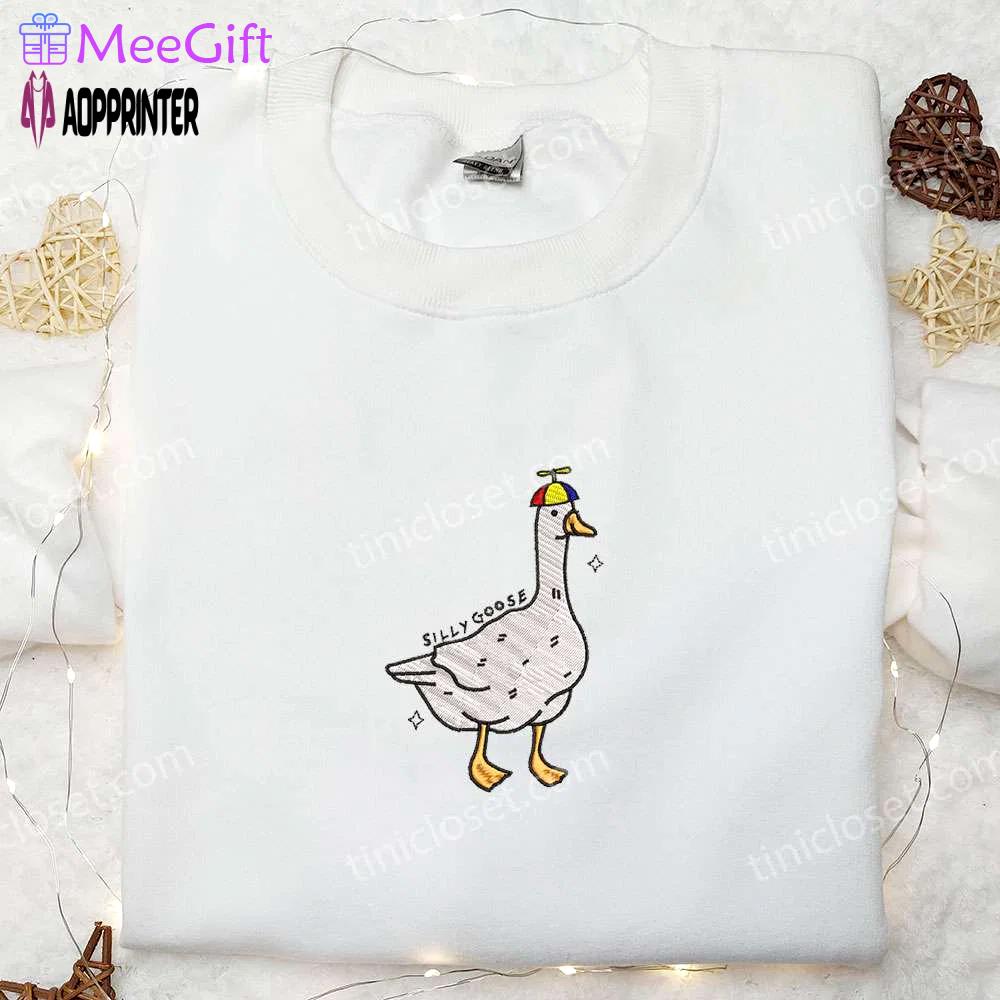 Quirky silly goose embroidered shirt – perfect animal gift for family Embroidered Shirt