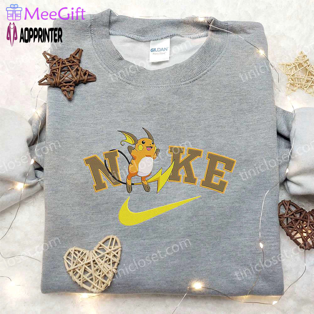 Raichu x nike anime hoodie & pokemon embroidered shirt: nike inspired apparel Embroidered Shirt