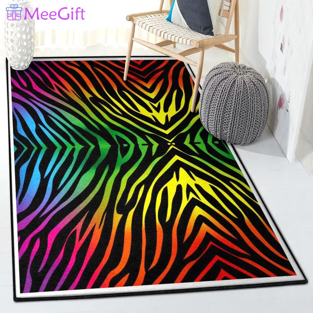 Rainbow indoor outdoor rugs, rainbow zebra rug Rectangle Rug