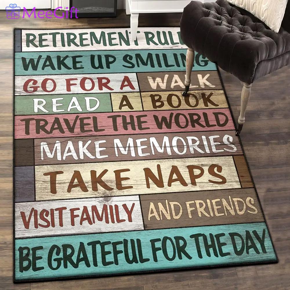 Retirement sign dining room rug, retirement rules rug Rectangle Rug