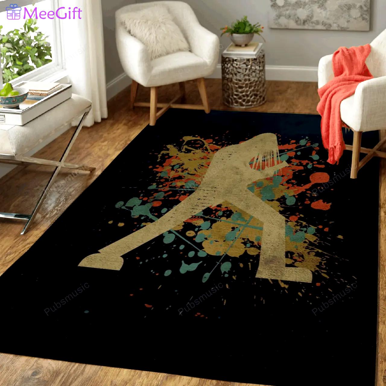 Retro guitar player music art for fans area rug living room carpet rug regtangle carpet floor decor home decor Rectangle Rug