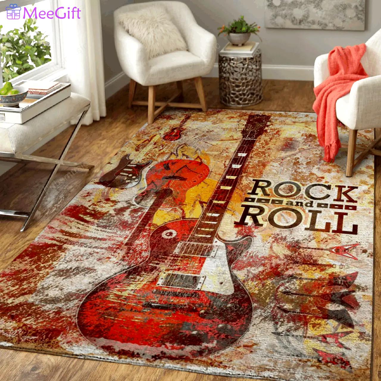Rock n roll guitar art music art for fans area rug living room carpet rug regtangle carpet floor decor home decor Rectangle Rug