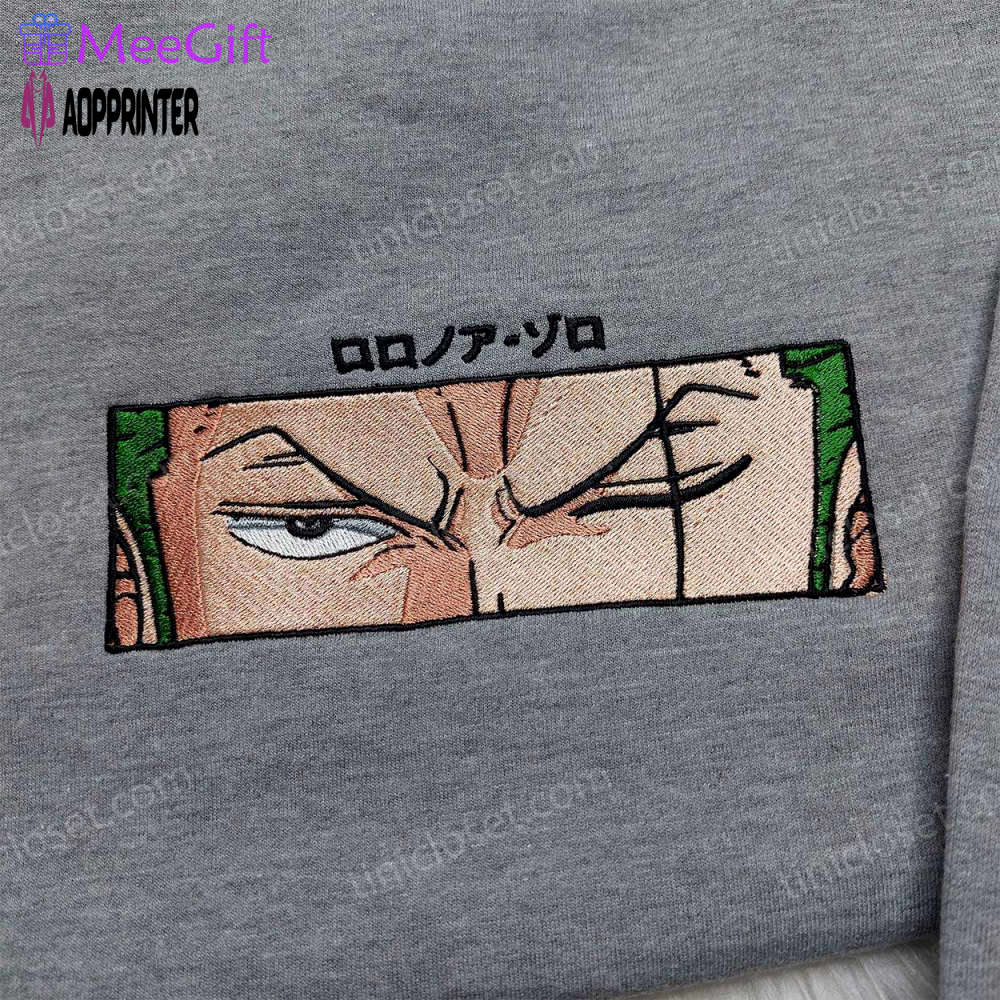Roronoa zoro one piece embroidered shirt & sweatshirt – perfect anime gifts for fans Embroidered Shirt