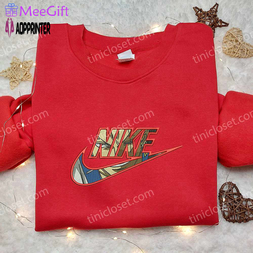Roronoa zoro x nike embroidered hoodie & one piece shirt: stylish nike inspired embroidery Embroidered Shirt