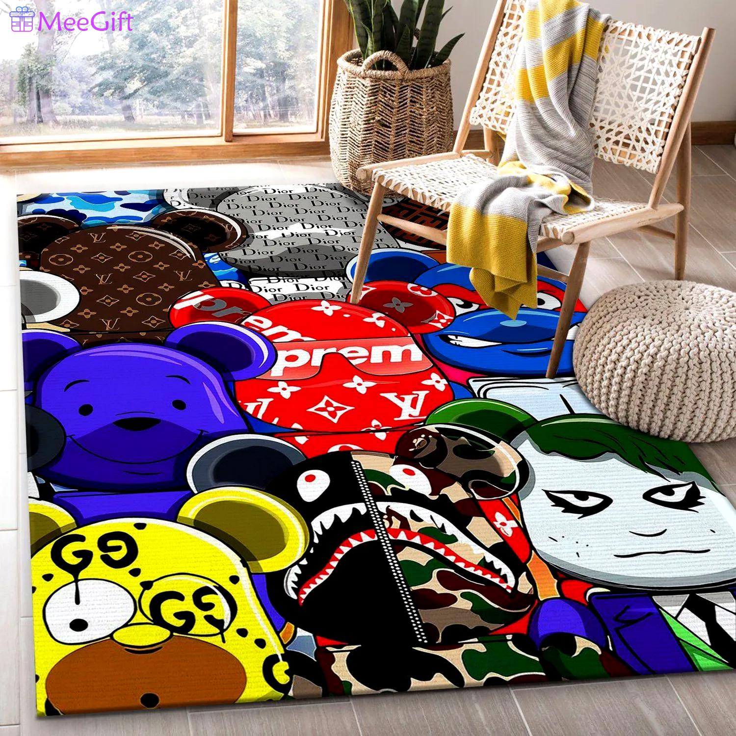 Rugs in living room and bedroom - Bearbrick rectangle rug living room rug floor decor home decorations Rectangle Rug