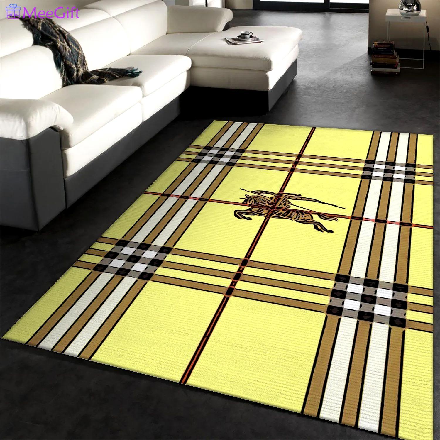 Rugs in living room and bedroom - Burberry yellow logo luxury brand area rug carpet living room rug floor mats keep warm in winter Rectangle Rug